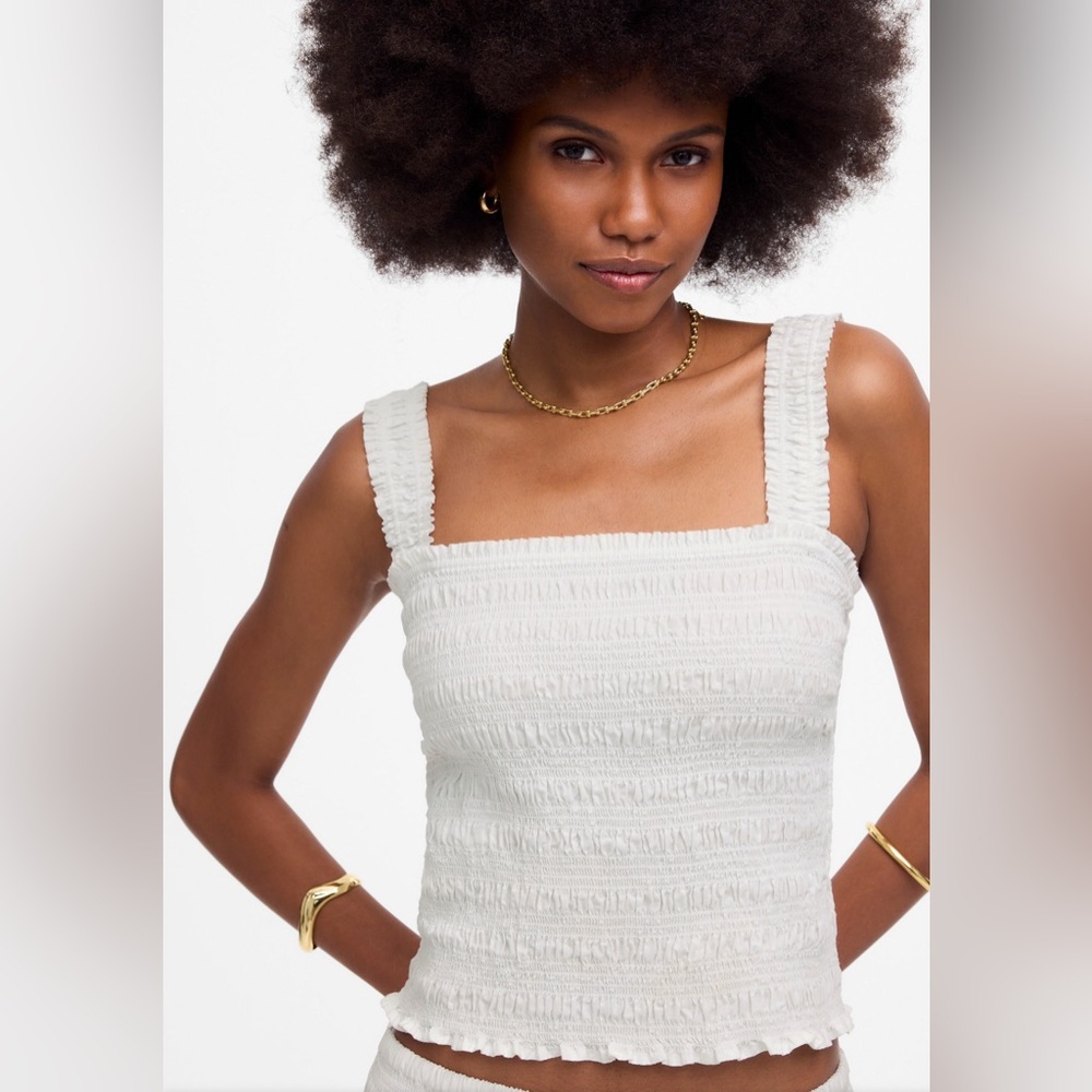 NWT MADEWELL Poplin Smocked Tank size women’s extra large